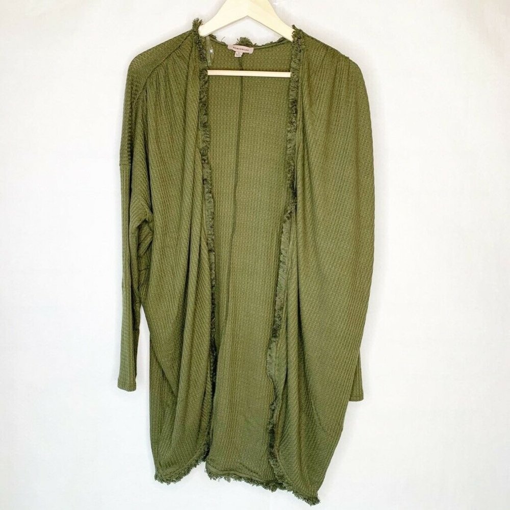 NWT Remixmess Open Cardigan Sweater Green Fringe S